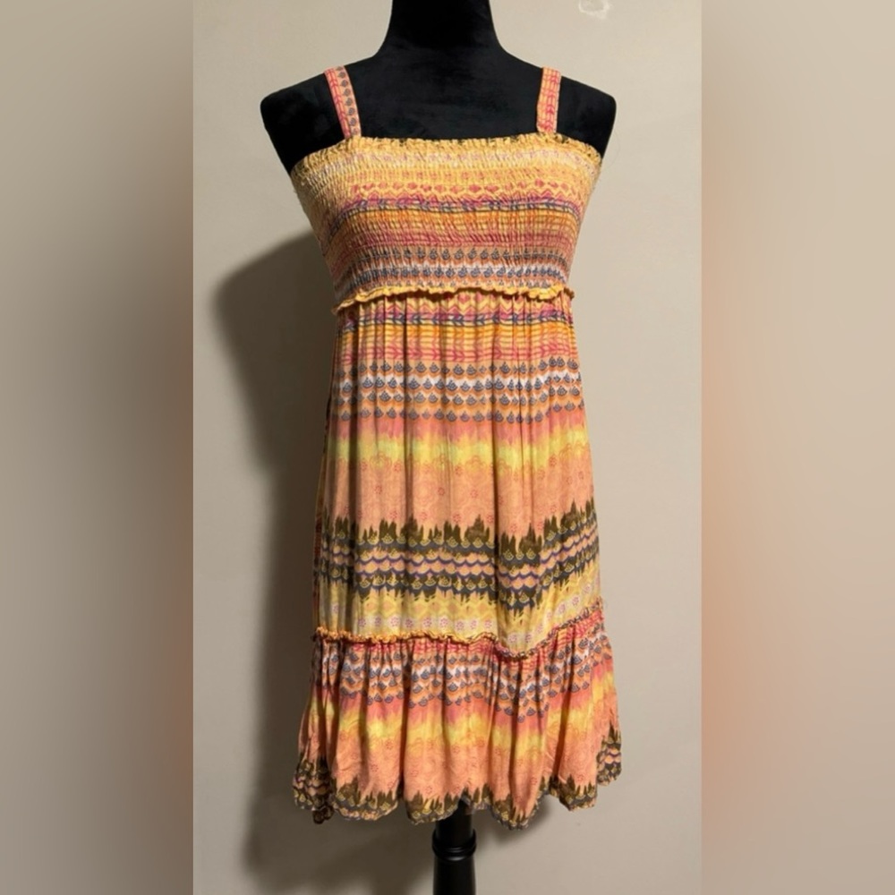 EUC Mudd Sunrise Orange and Pink Spaghetti Strap Dress size 12